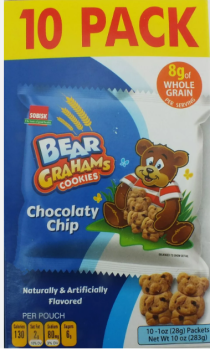 SOBISK Bear Grahams  'Chocolaty Chip' Cookies 10 Einzel Pack 283 gr